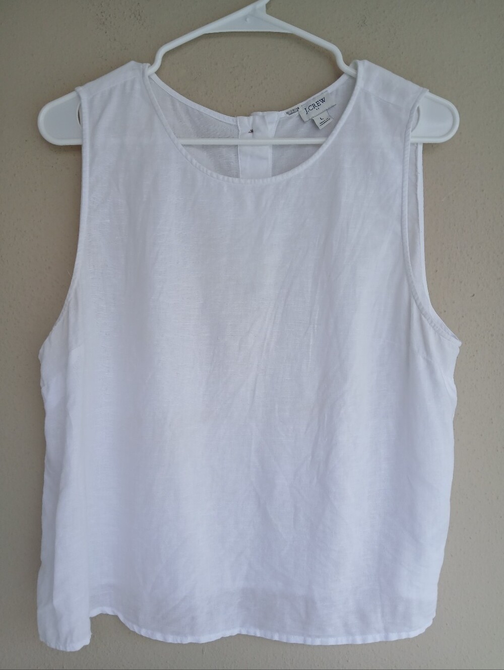 J. Crew White Sleeveless Linen Cotton Top Large